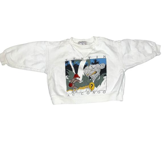 Vintage Tin Tin AU congo embroidered toddler crewneck sweatshirt size 18months - Picture 5 of 8